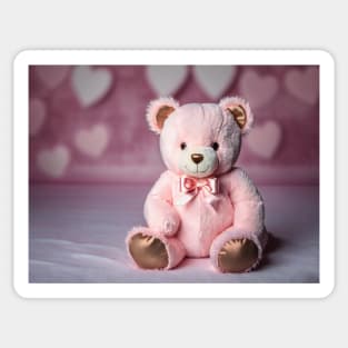 Valentine's Day Cute Teddy Bear with Gold Bow Tie Sticker